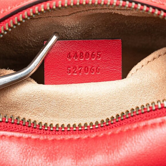 GUCCI Red Leather GG Marmont Shoulder Bag - Picture 6 of 8